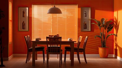 diffused blurred orange home interior