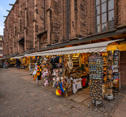 Small souvenir shops around the Holy Ghost church in Heidelberg. Baden Wuerttemberg, Germany,...