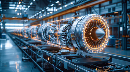Engineer inspecting metal turbine, powerful energy machinery in industrial plant