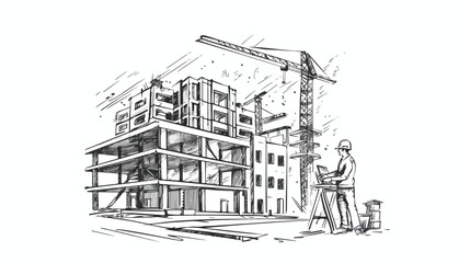 Architect designing buildings and structures illustration