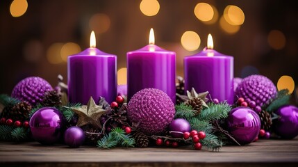 Obraz na płótnie Canvas candles advent wreath purple