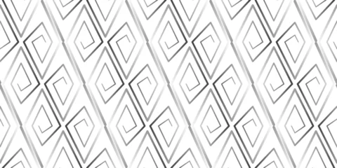 Fotobehang Seamless minimalist geometric pattern with rhombuses. Stilized ethnic ornament vector illustration. Monochrome gradient spirals curl on white background. For printing wallpaper, scrapbooking, textile. © Aqvatali