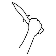 murder knife in hand line icon