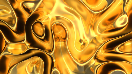 Amber Fluid Abstract Wallpaper 3d render