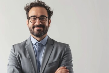 portrait of a happy Arab businessman  biracial businessman isolated on white  businessman - Powered by Adobe