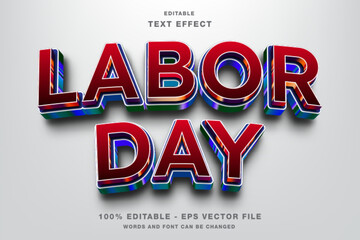 Labor Day 3d Editable Text Effect Template Style Premium Vector