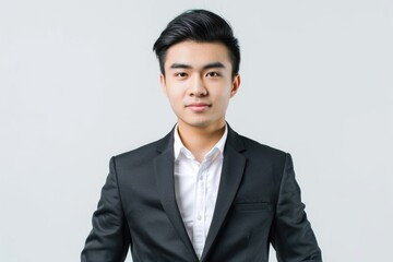 Young Asian businessman isolated on white background.
