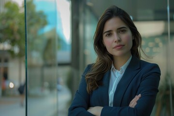 Young businesswoman posing with her arm crossed