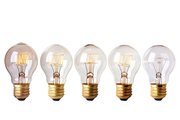 Illuminating Lightbulb Collection isolated on transparent background