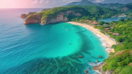 Boats at the beauty beach with limestone cliff and crystal clear water in Thailand - obrazy, fototapety, plakaty