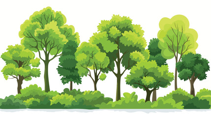 Green forest isolated on white background. flat vector