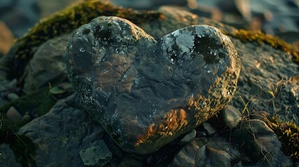 Rock in nature shaped like a heart