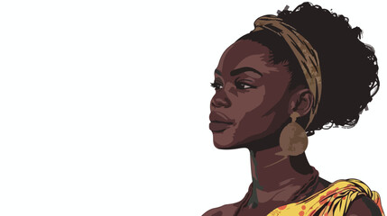 Hand drawn illustration black woman. African woman 