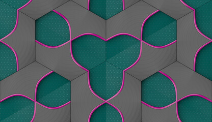 Stylish 3D Geometric Wallpaper Seamless Pattern