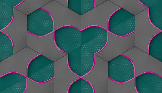 Stylish 3D Geometric Wallpaper Seamless Pattern