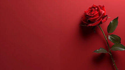 Valentines day background with red rose flower