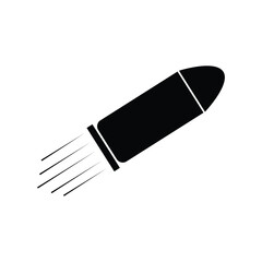 Flying bullet icon, logo isolated on white background. Gun bullet icon image. Collection of weapon and army stock vector illustration. Eps file 69.