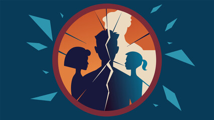 A broken mirror reflecting the shattered selfimage and fractured relationships caused by substance abuse within the family.