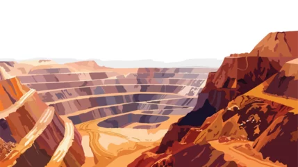 Fotobehang Open pit gold and copper mine flat vector isolated on © Roses