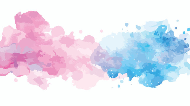 Pink and blue watercolor paper background. flat vector