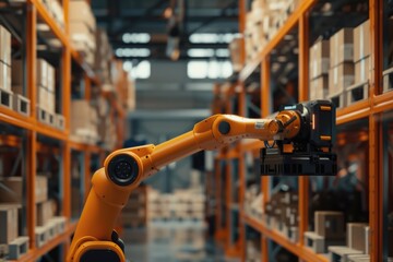 Smart warehouse system with industrial robots for Factory 4.0.