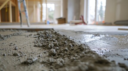 New concrete with mortar to level the floor.