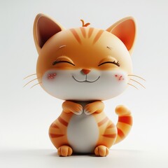 An orange and white cat with its eyes closed.