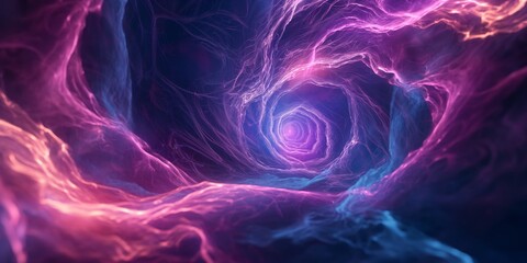 A vibrant digital illustration representing a swirling energy vortex in hues of purple and pink