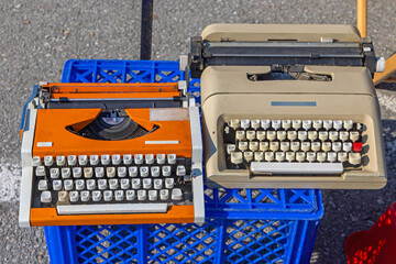 Two Vintage Mechanical Typewriter Machine for Sale at Flea Market