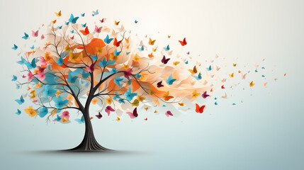 Colorful Abstract Butterfly Tree Artwork for Creative Decor