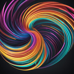 a swirl of vibrant neon colors abstract shape, 3d render style, isolated on a transparent background,   bright colors