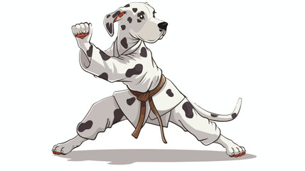 The dalmatian dog karate mascot. cartoon vector flat Vector