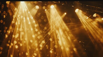 Stage with spotlights and lights Unsplash Golden light Golden light scene