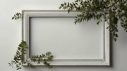 White Frame with Tree Branches Border