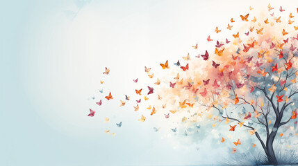 Abstract Autumn Tree with Butterfly Leaves Design