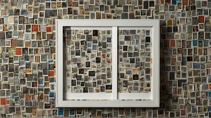 White Frame with Collaged Magazine Pages Border