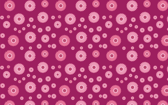 purple daisies flower on dark pink background seamless pattern