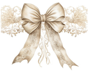 Elegant vintage gold ribbon bow illustration