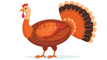 Turkey isolated on white Thanksgiving turkey flat Vector