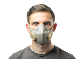 Isolate gas mask up close isolated on transparent background