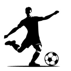 Fototapeta na wymiar minimalist Football player kicking ball vector black color silhouette, Black color silhouette, isolated white background-03