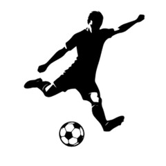 minimalist Football player kicking ball vector black color silhouette, Black color silhouette, isolated white background-09