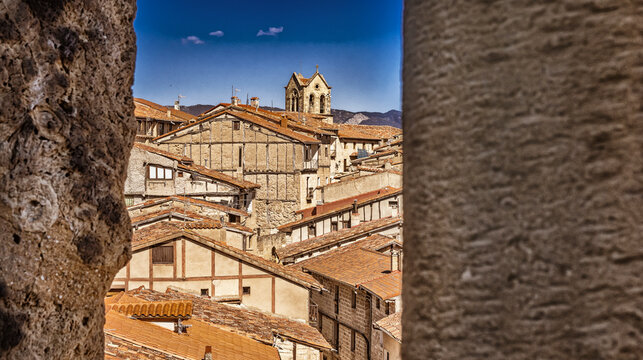 Panoramic View from City Walls, Fr&iacute;as Medieval Town, Historic Artistic Grouping, Las Merindades, Burgos, Castilla y Le&oacute;n, Spain, Europe