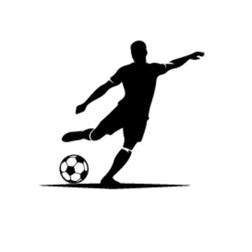 minimalist Football player kicking ball vector black color silhouette, Black color silhouette, isolated white background-17