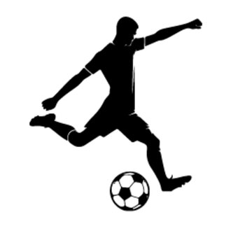 minimalist Football player kicking ball vector black color silhouette, Black color silhouette, isolated white background-18