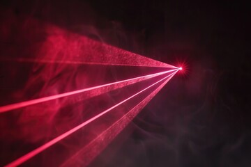 Red laser beam light effect on black background