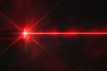 Red laser beam light effect on black background - obrazy, fototapety, plakaty