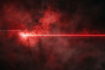 Red laser beam light effect on black background