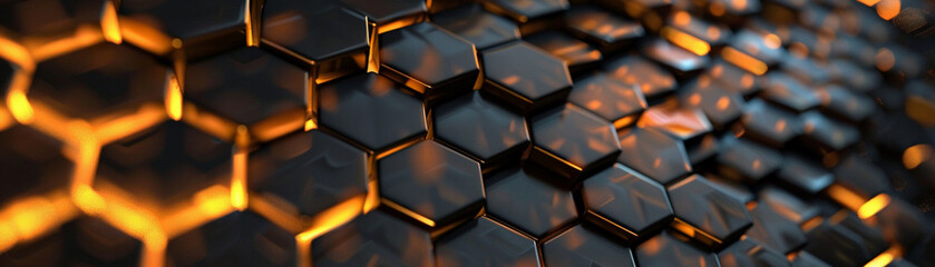 Obraz premium Glowing hexagons create a seamless pattern an abstract blend of geometry and light for a captivating backdrop