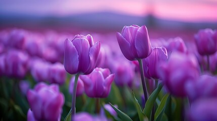 purple tulips in the field